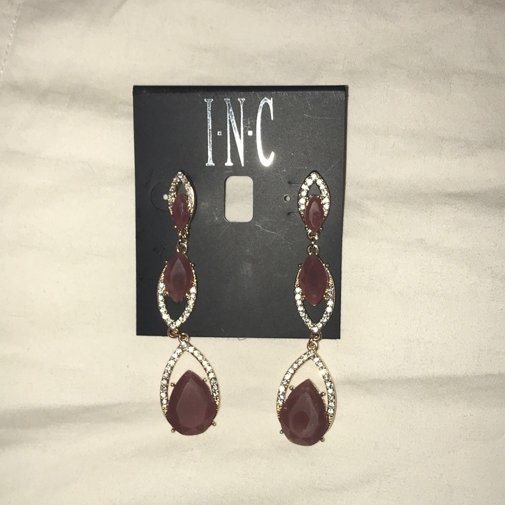 INC Purple and Gold Long Earrings